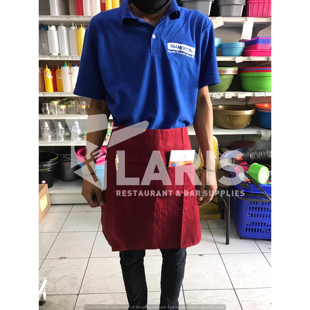 Apron Celemek Kain Waiters Pramuniaga Bahan Katun Polos Tanpa Gambar