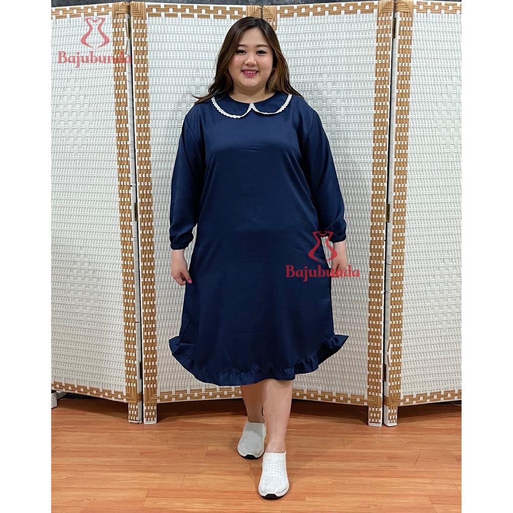 LD 120 Tunik Jumbo Big Size Polos Kerah Renda IVANA