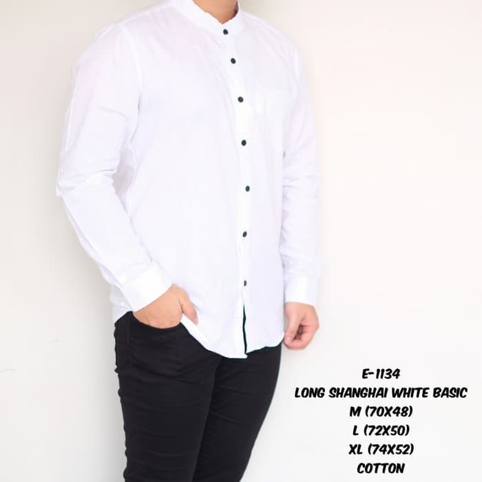 Kemeja pria SHANGHAI BASIC lengan panjang - Putih, M
