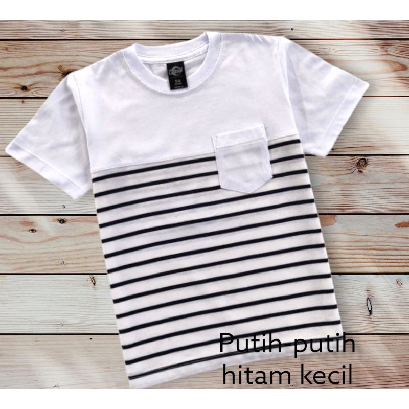 kaos kombinasi polos salur poket