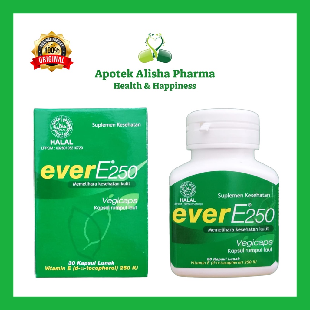Ever E 250 Soft Kapsul Konimex - EverE Kapsul Suplemen Kecantikan Kulit / Vitamin E Alami Rumput Laut / Promil / Ever-E