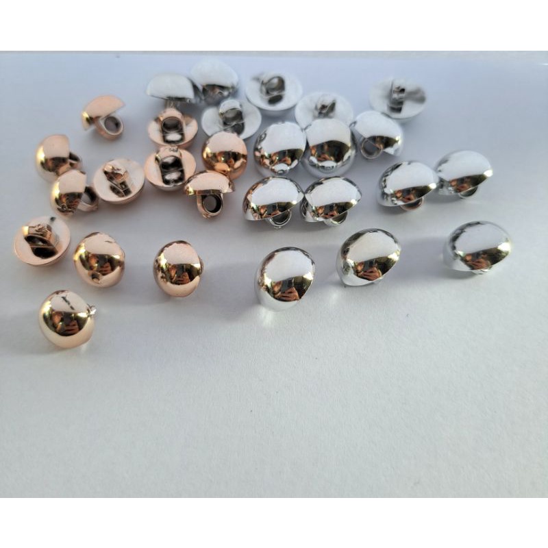 Kancing Baju Jamur Silver Polos Timbul - Isi 100 pcs Diameter 9 - 11 mm Kancing motif jamur polos  e