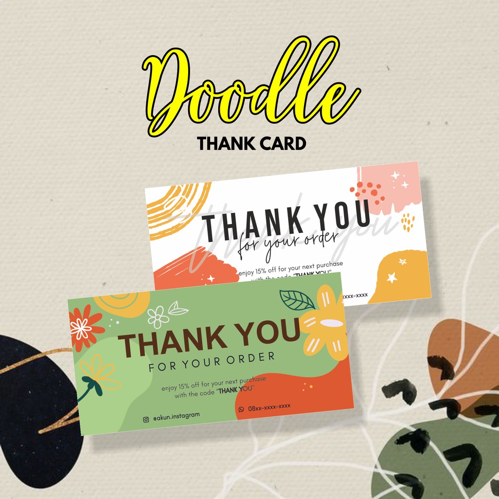 

THANK YOU CARD IN DOODLE STYLE DESIGN || KARTU UCAPAN TERIMA KASIH DENGAN DESAIN DOODLE
