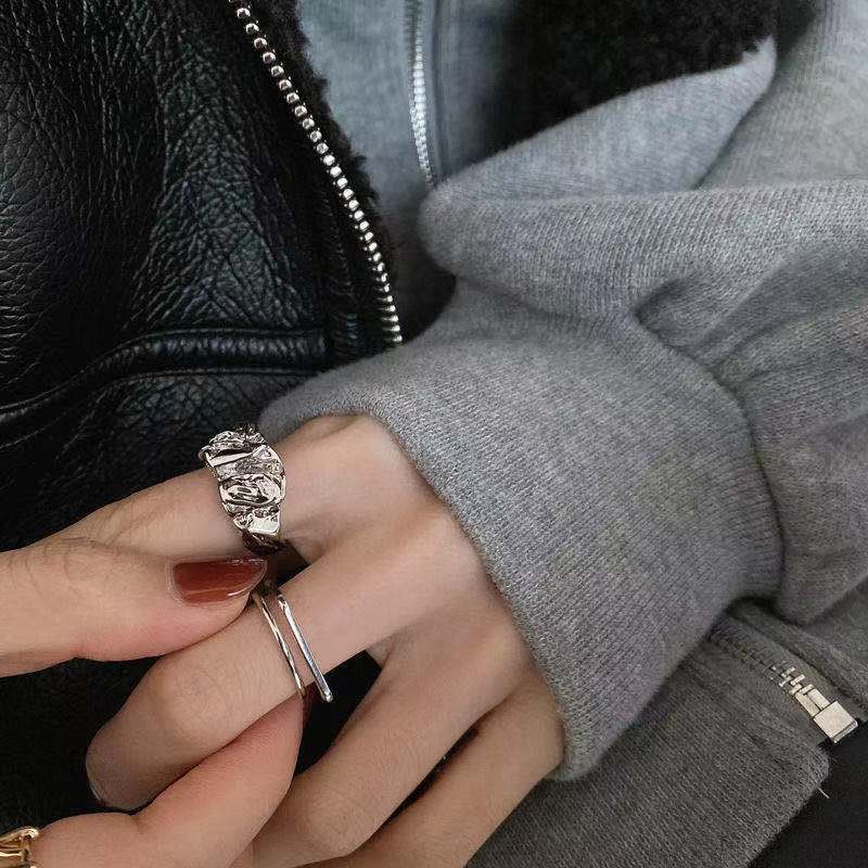 In normcore style ring ~ dual layer Open-end disesuaikan Indeks cincin twin niche desain terjangkau