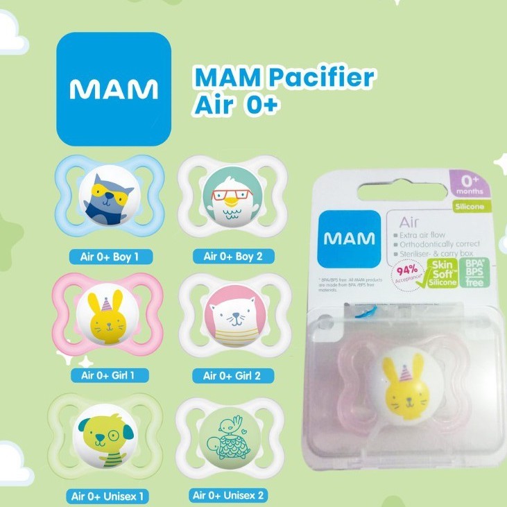 MAM Orthodontic Pacifier Night / Air 0-6M / 6m+ Baby Soother Empeng Bayi CBKS