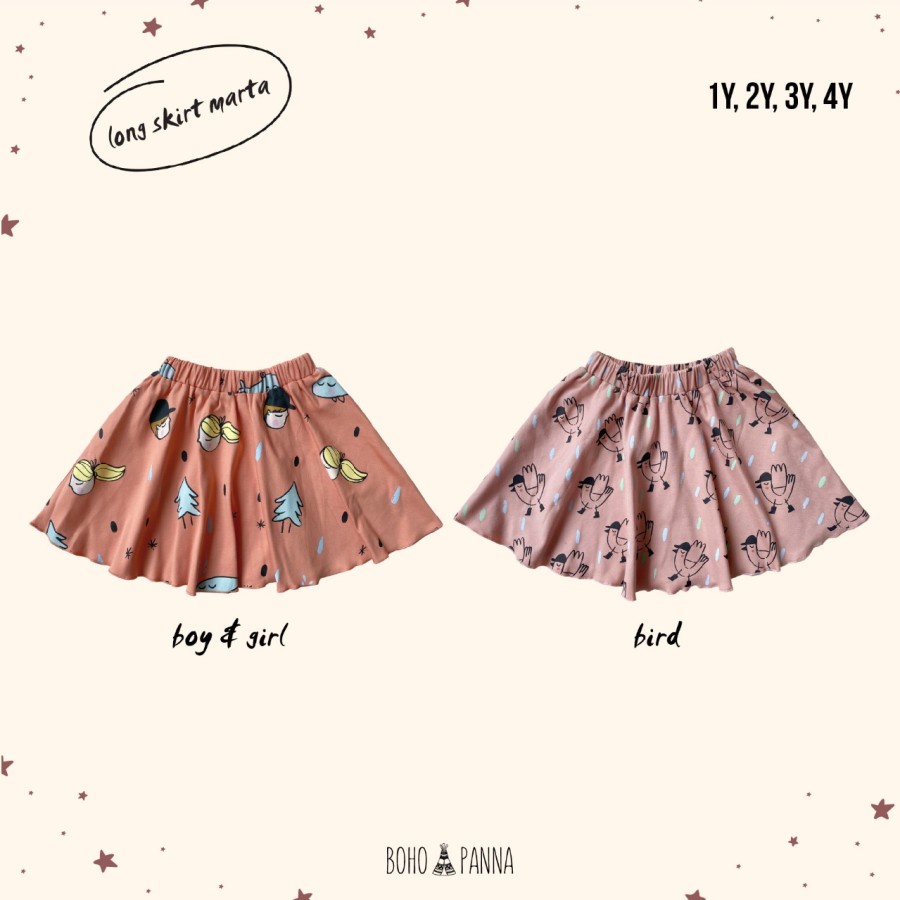 BohoBaby LONG SKIRT MARTA / BohoPanna Boho Rok Pendek Anak Perempuan Motif