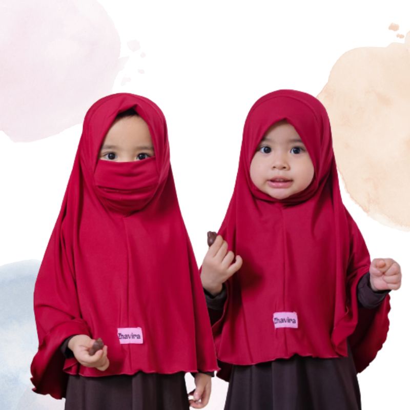 ZHAVIRA JILBAB MASKER HIJAB ANAK ANTI CORONA FRENCH KHIMAR CADAR HAFEEZA