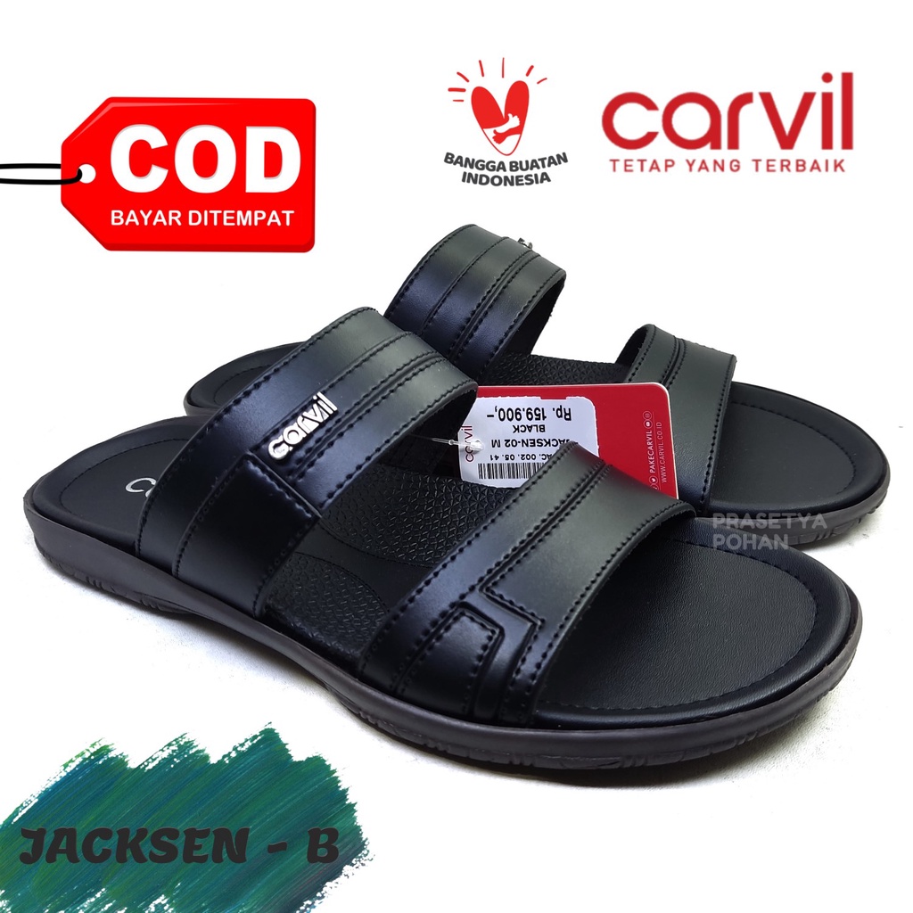 Sandal Kulit Pria Slop Carvil Original - Sendal Slide Pria Kulit Original Carvil