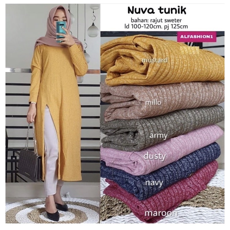 NUVA Tunik - Tunik Rajut Sweter LD100 Rajut Import / Nuva Tunik / R.20 - 216-5585