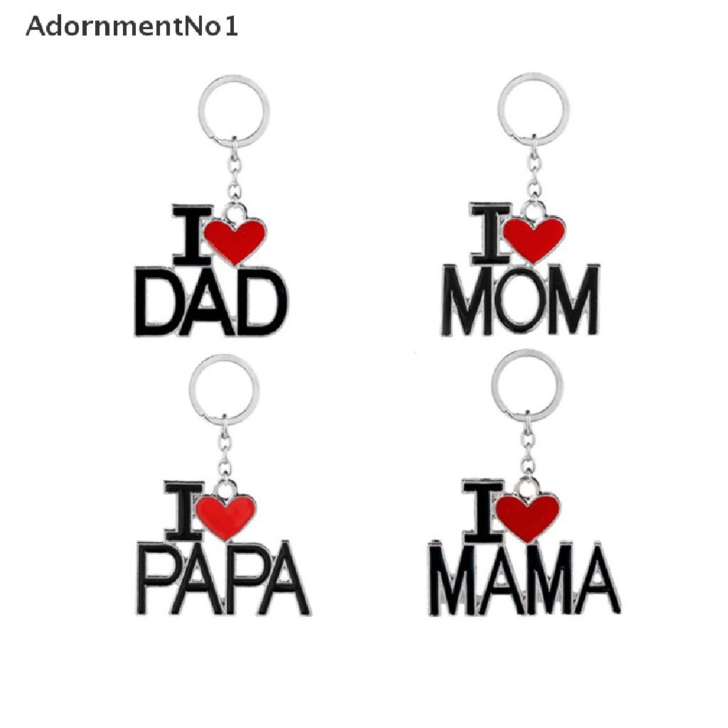 (AdornmentNo1) Gantungan Kunci Enamel Motif Tulisan I Love Mom / Dad Untuk Hadiah Ayah / Ibu