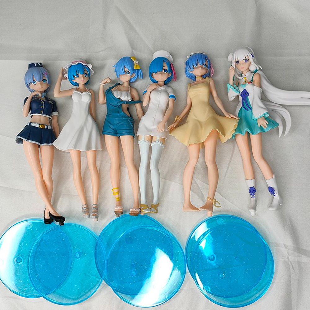 Needway  Christmas Gift Rem Action Figure 6Pcs/Set Rem Swimsuit Figure Re:Life In A Different World From Zero Girl Figure Figure Toys 17CM Birthday Present Collection PVC Rem Anime Figure