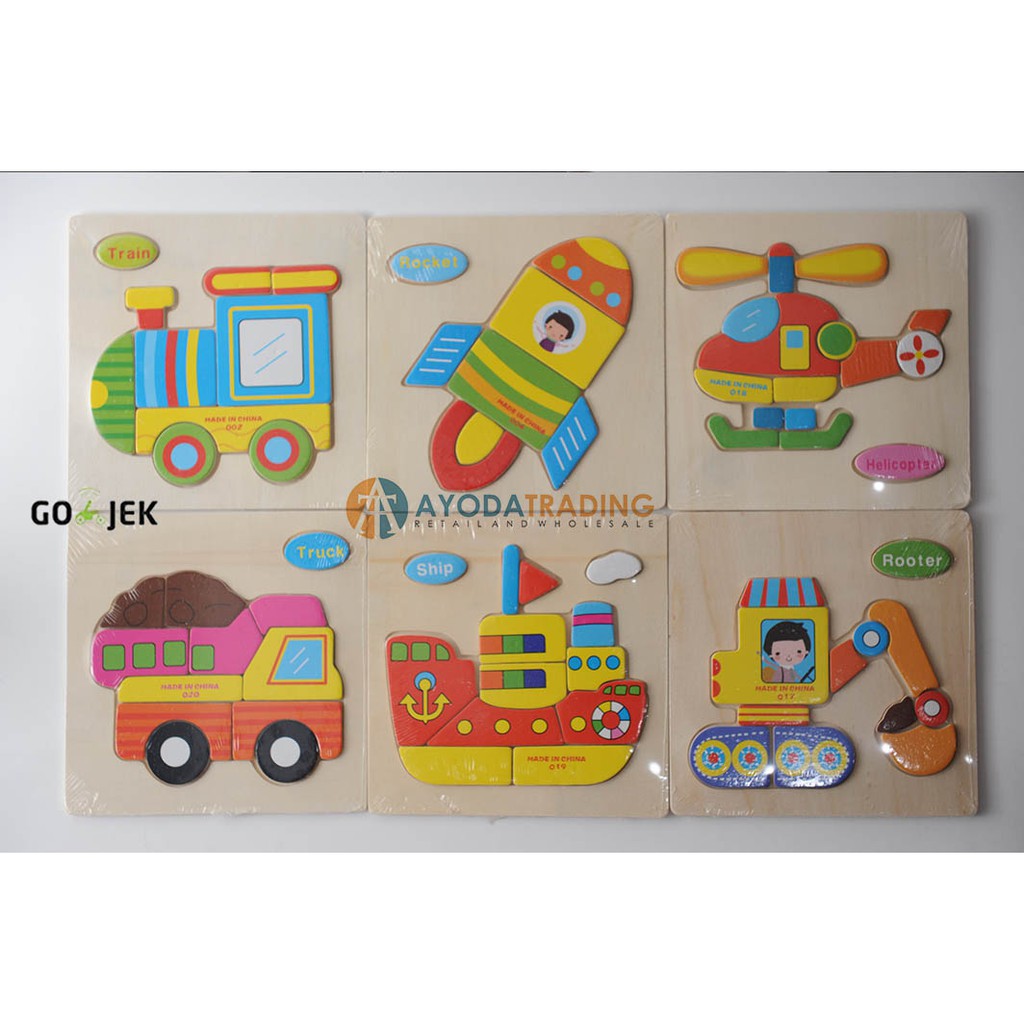 Puzzle 3D Mainan Edukasi Mainan Kayu Early Learning