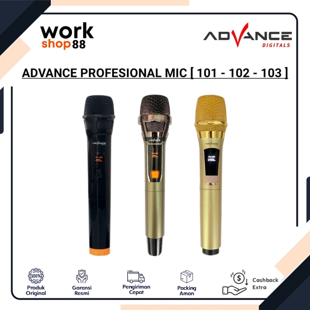 New Advance Mic Wireless Profesional MIC 103 102 101 (Mic Tanpa Kabel) - New Garansi Resmi Nasional 