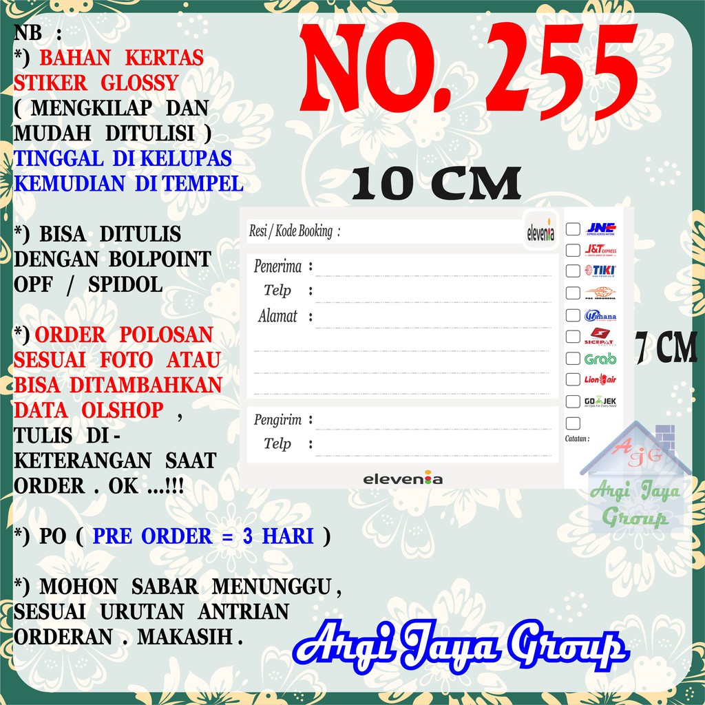 

Stiker Pengiriman - Sticker Alamat Olshop Murah Nomer 255 - 10x7 cm - Glossy