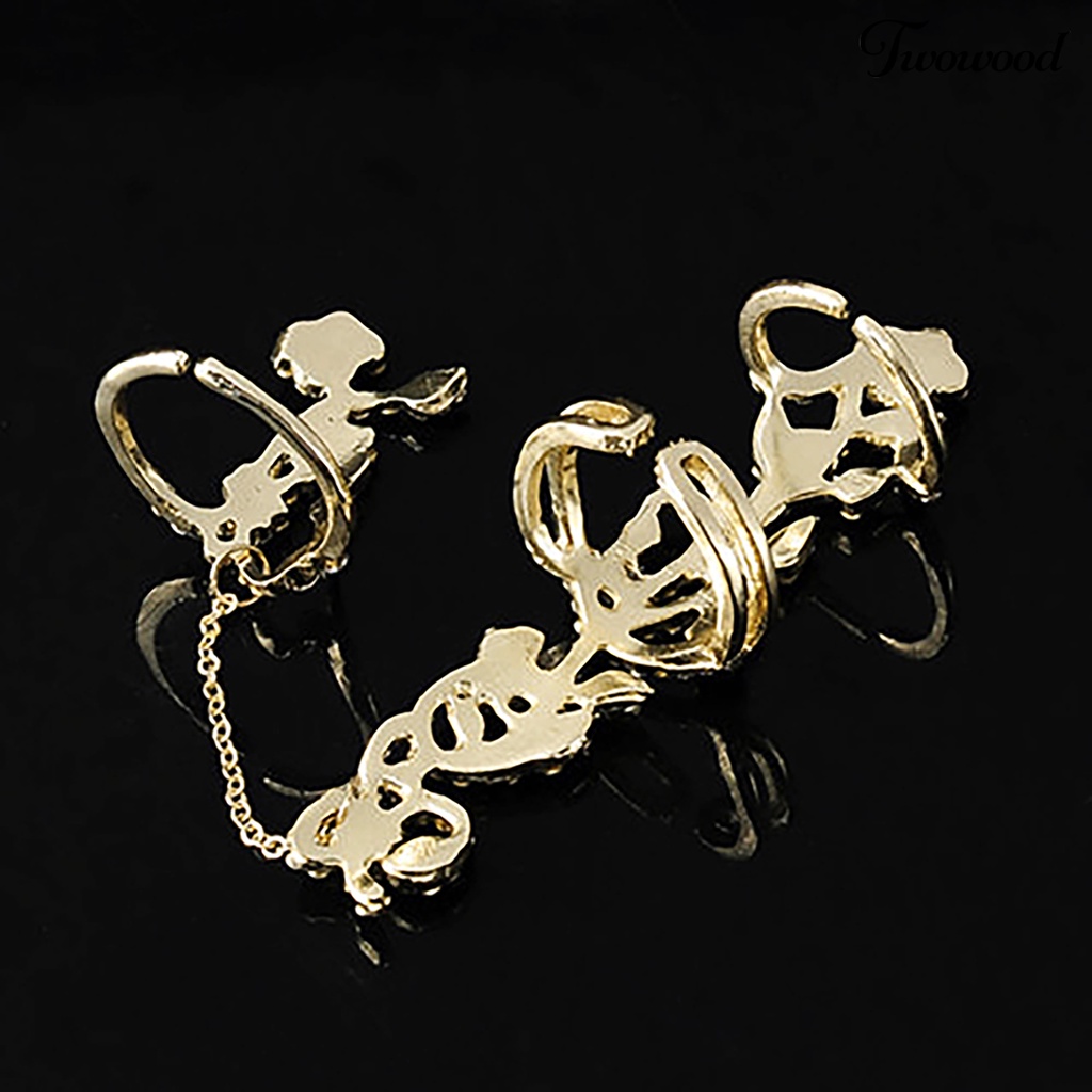 Cincin Rantai Adjustable Motif Bunga Untuk Wanita