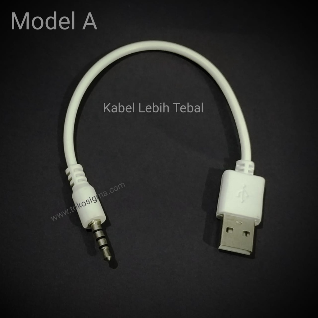 KABEL USB M TO JACK AUDIO 3.5mm garis lingkar 3 charger ipod shuffle