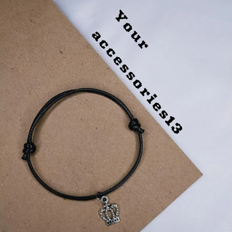 Gelang hitam korea motif mahkota charm