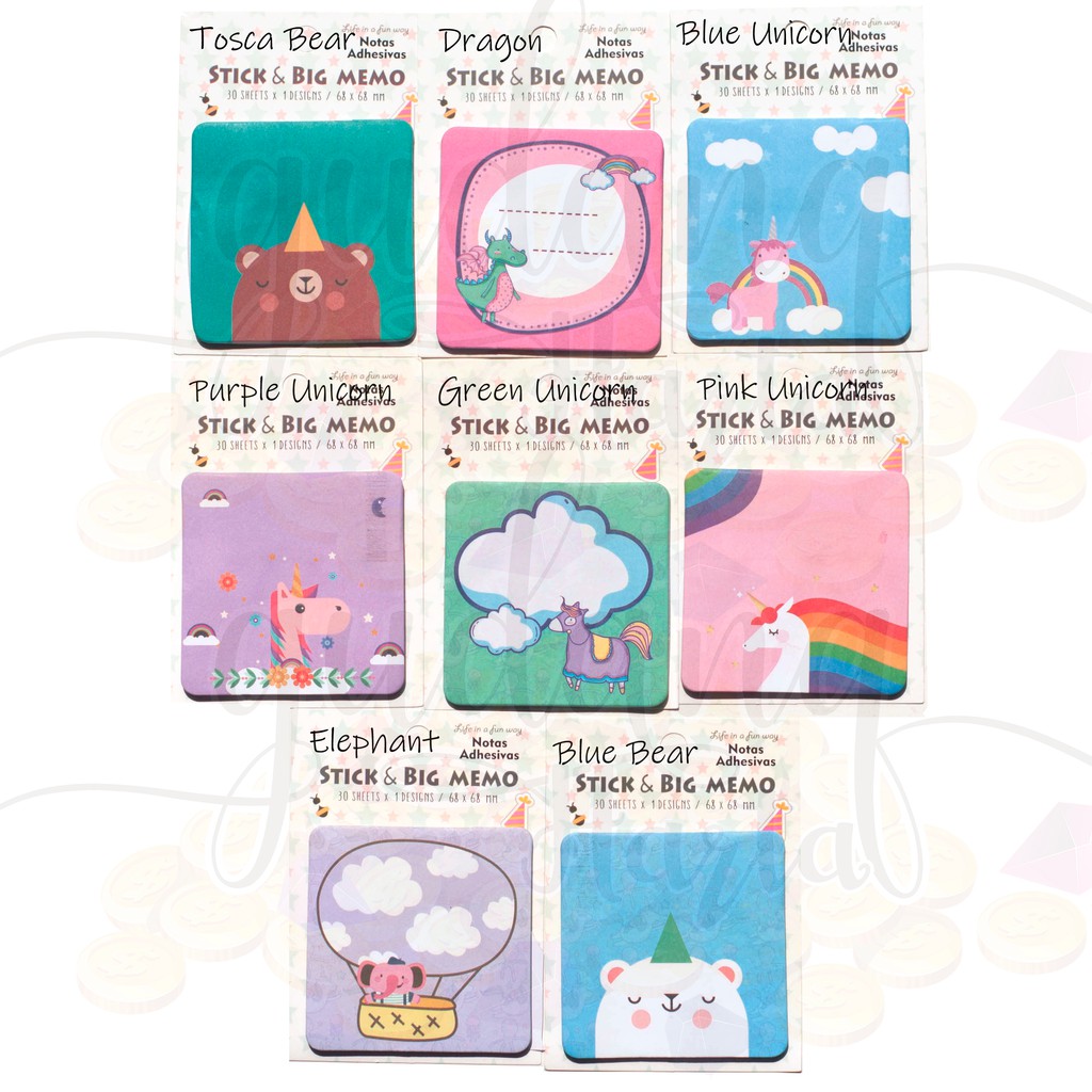 Sticky notes Colorful Bear Unicorn Elephant Gajah Beruang Memo Unik GH 301011