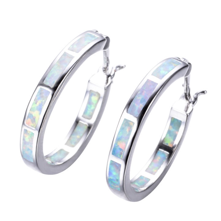 Anting Hoop Bentuk Bulat Opal