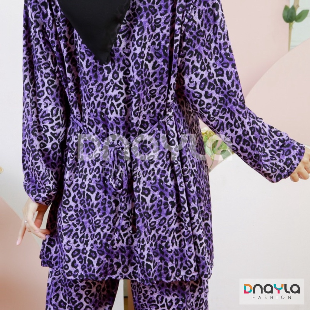 Daily Set Setelan Baju Wanita / Setelan Celana Panjang / Setelan Baju Wanita Motif Macan Leopard