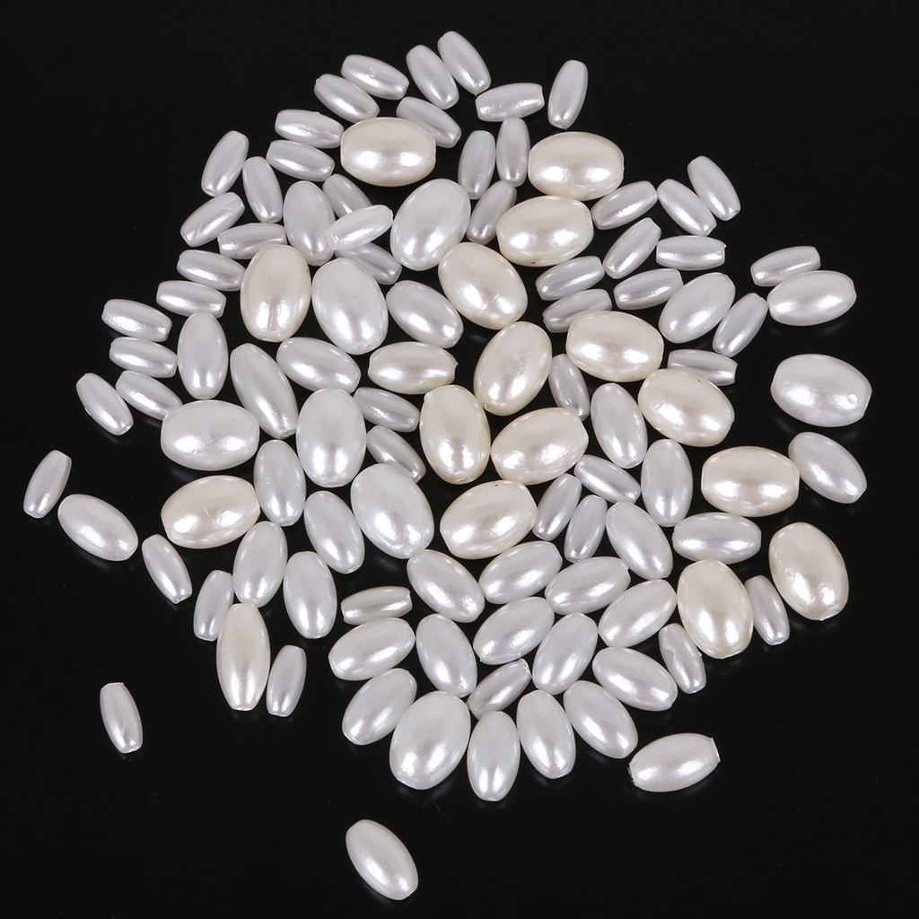 4x8/6x10/6x12/8x11mm 50-200pcs Manik-Manik Mutiara Imitasi Bentuk Oval Bahan Plastik Abs Untuk Membuat Perhiasan Diy