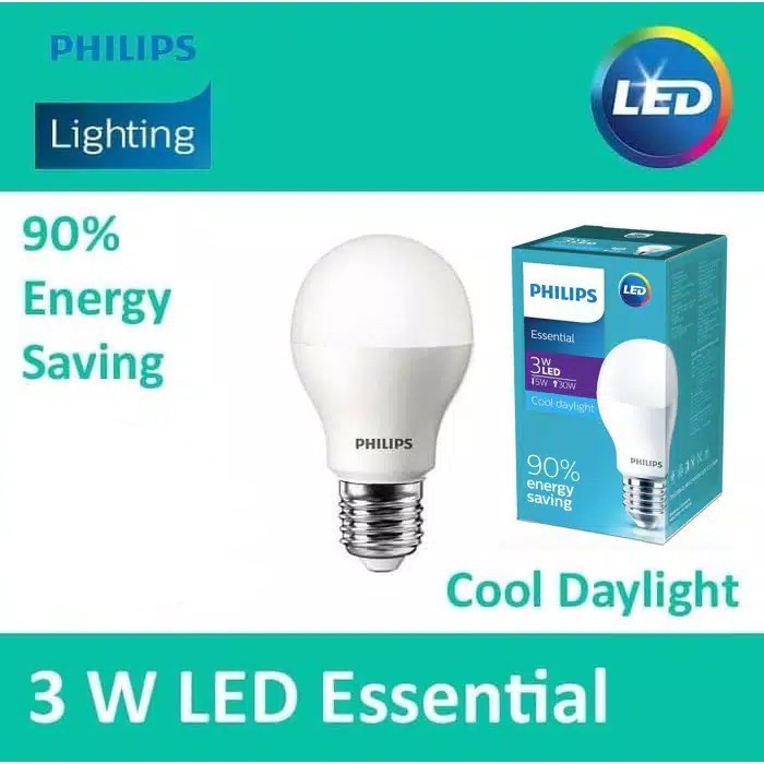 Philips Lampu LED Bulb Essential 3W 5W 7W 9W 11W 13W Watt Putih