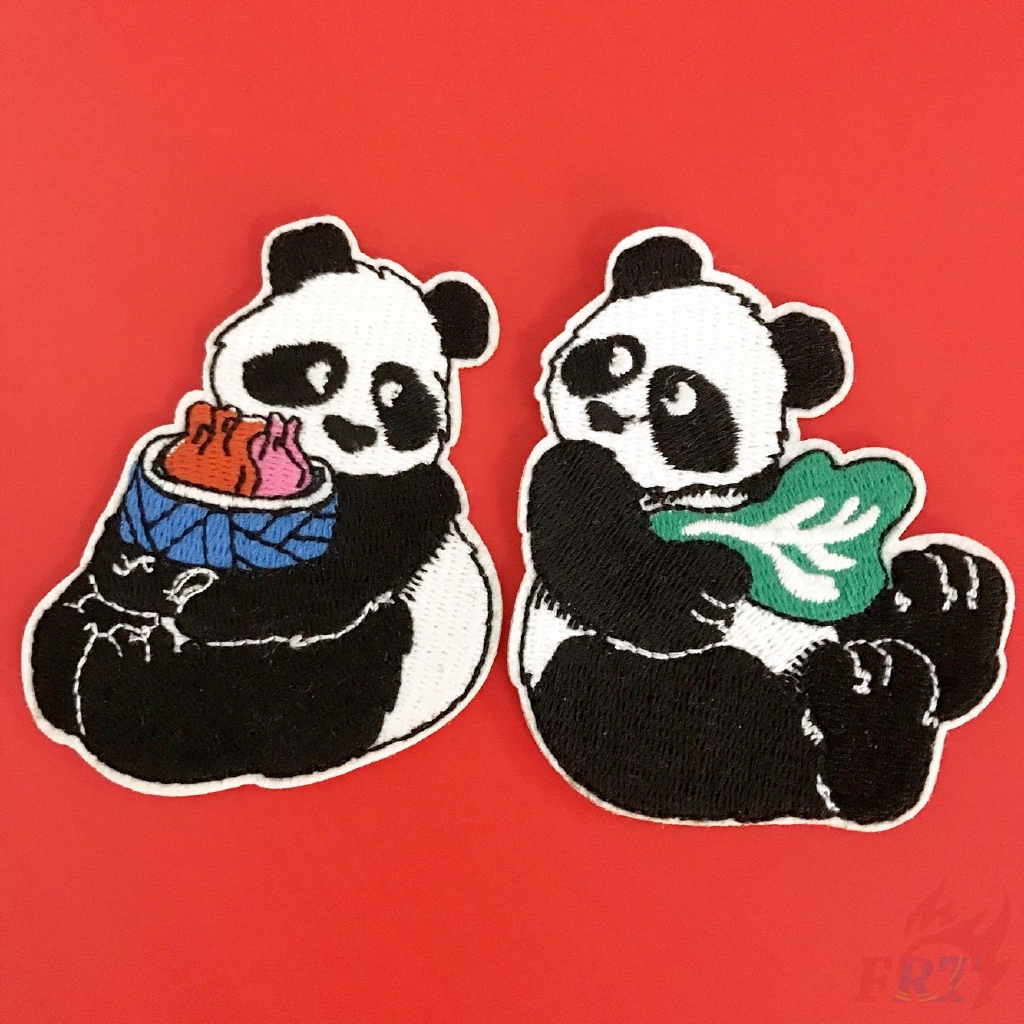 1Pc Patch Bordir Gambar Kartun Panda Lucu DIY Untuk Jahit