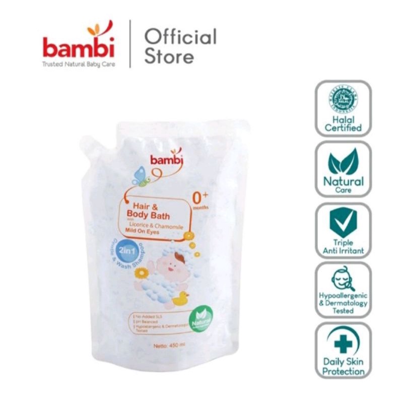 Bambi Baby Hair &amp; Body Bath 450ml REFILL