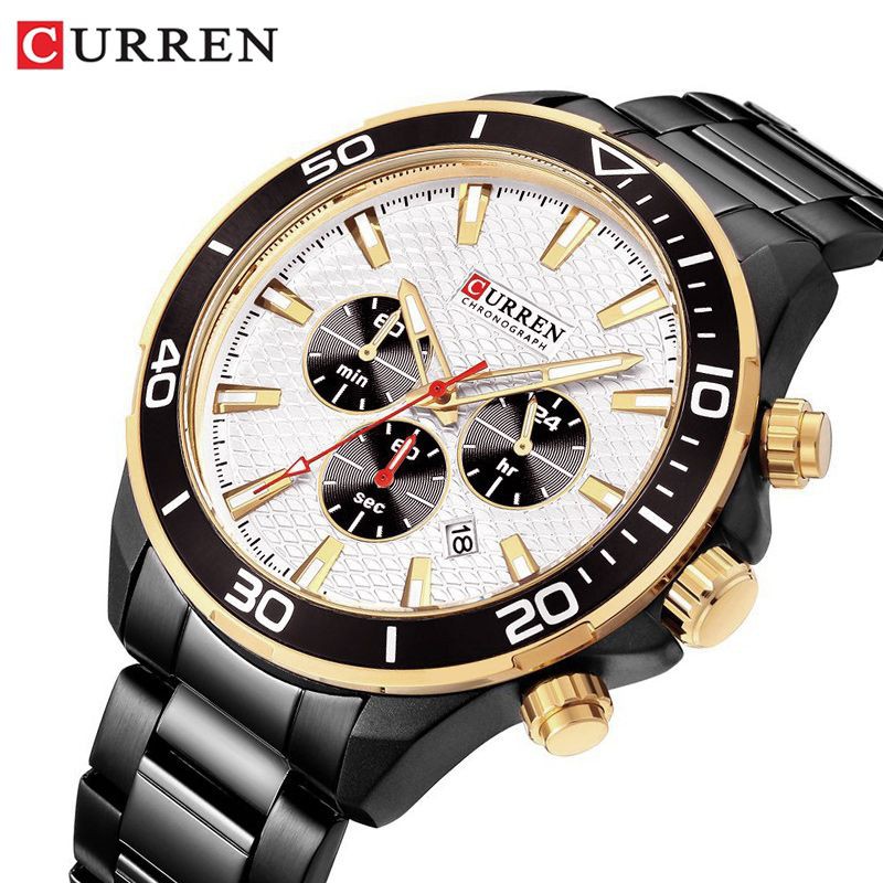 CURREN 8309 Jam Tangan Pria Analog Tali Kulit Chronograph Aktif WATCHKITE WKOS