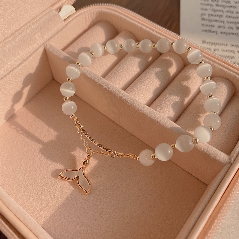 Ins Gelang Tangan Manik-Manik Batu Opal Natural Hetian Aksen Ekor Ikan Untuk Wanita ACKER