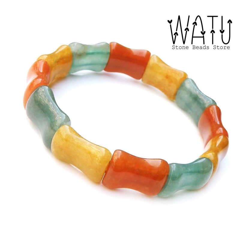 Gelang Tangan Batu Alam Triwarna Giok Model Tulng