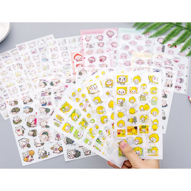 Stiker Set / Sticker Anak Karakter Imut Isi 6 lembar 6 in 1 / Sticker Lucu Unik Karakter 6in1 Set