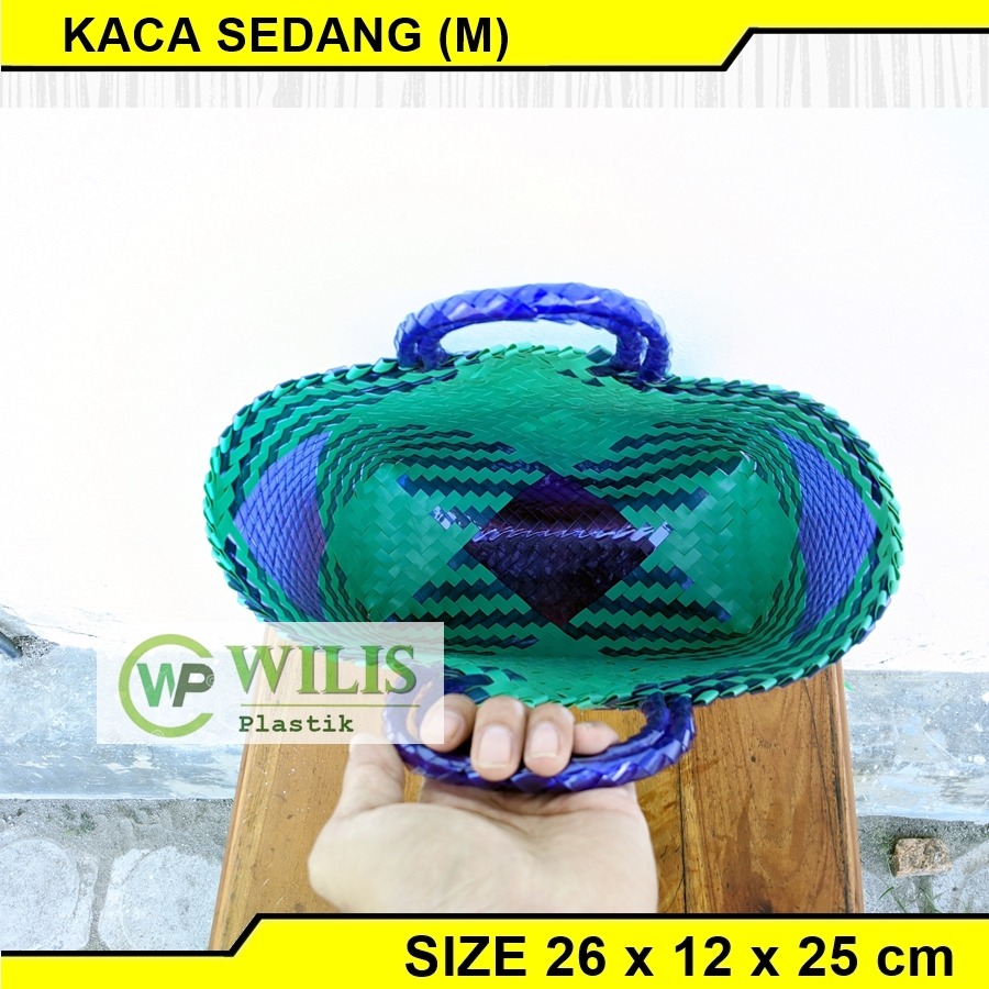 Tas Anyaman Plastik Kaca Sedang (M) / Tas Anyam  Keranjang Belanja / Tas Bingkisan Hampers Parcel