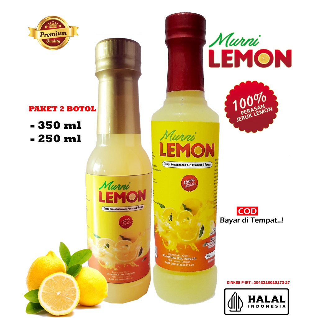 

Murni Lemon/ Sari Lemon | Jus Lemon ASLI-- 100 % perasan Jeruk Lemon isi 350 ml dan 250 ml