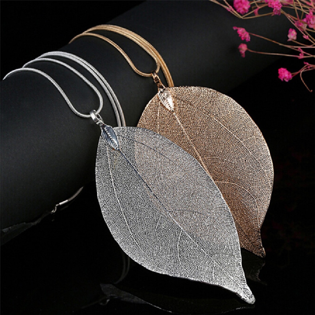 NewBaby Unique Women Fashion Jewelry Simple Leaf Sweater Pendant Long Chain Necklace ID