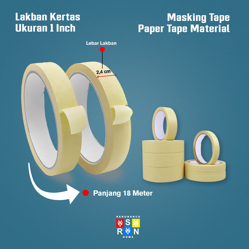 Masking Tape 1 inch l Lakban Kertas l Isolasi Resonance Home