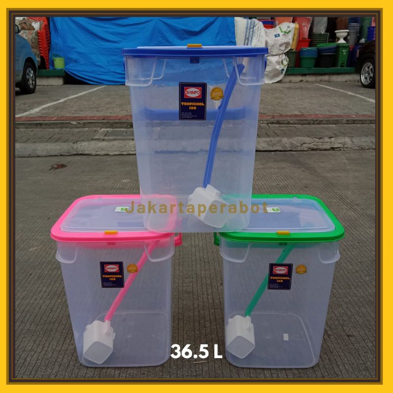 SHINPO - Toples Es Buah + Gayung 36 Liter / Toples Es Kelapa / Toples Wadah Air / Aquarium Es Buah