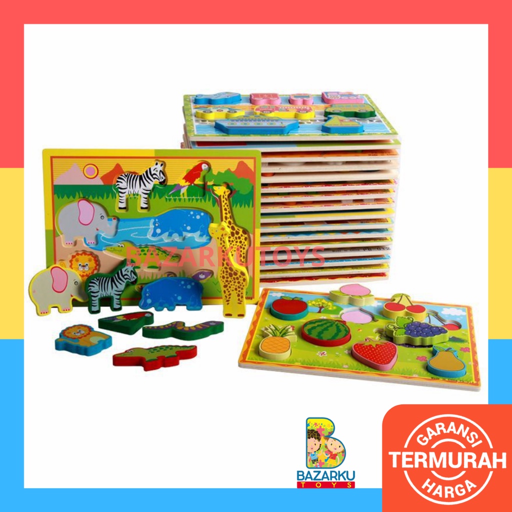 Chunky Puzzle FC Wooden Puzzle Anak Puzzle Kayu Jigsaw Puzzle 3D Mainan Balita Mainan Edukasi