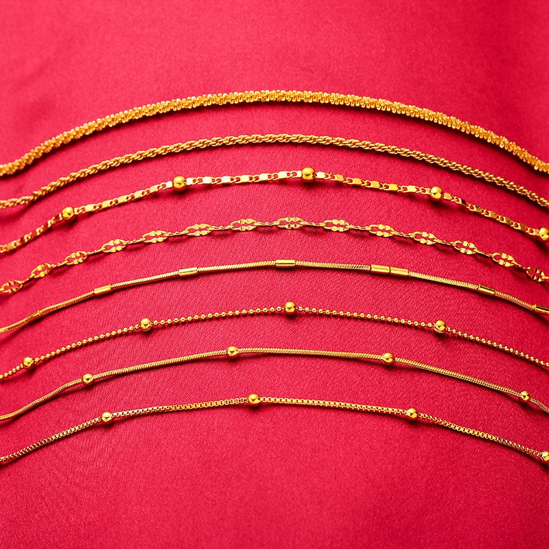 Gelang Rantai Klavikula Desain Ulat Phoenix Tail Bahan Kuningan Lapis Emas