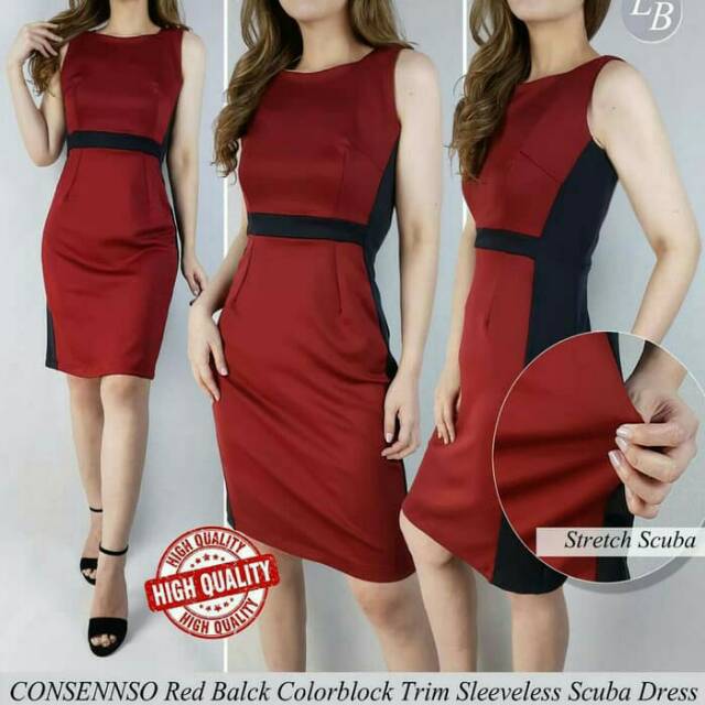 Consenso dress red black scuba