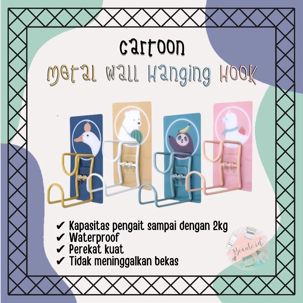 Gantungan Dinding Dekorasi Rumah Kamar Mandi Kapstok Kuat Hanger Aluminium Strong Wall Hook Motif Kartun Lucu Animal Tas Jaket Kunci