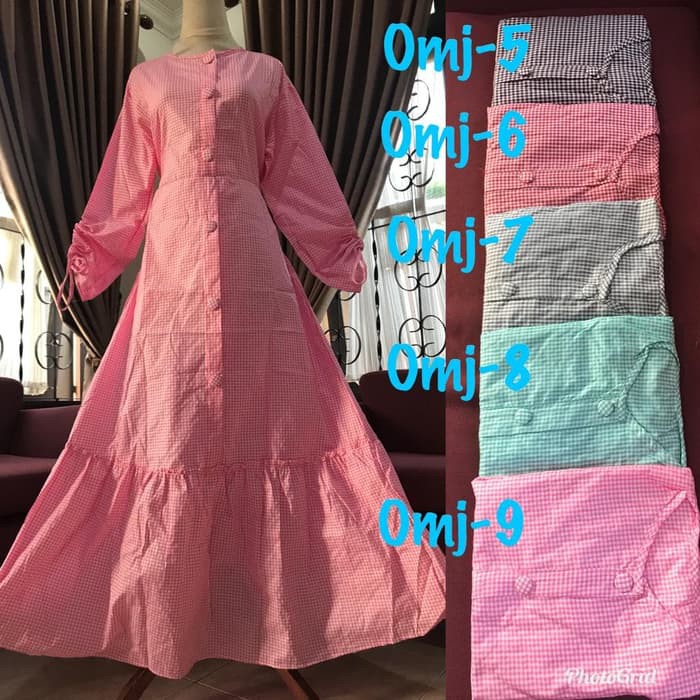 Gamis Bahan Katun Motif Kotak , Salur , Garis