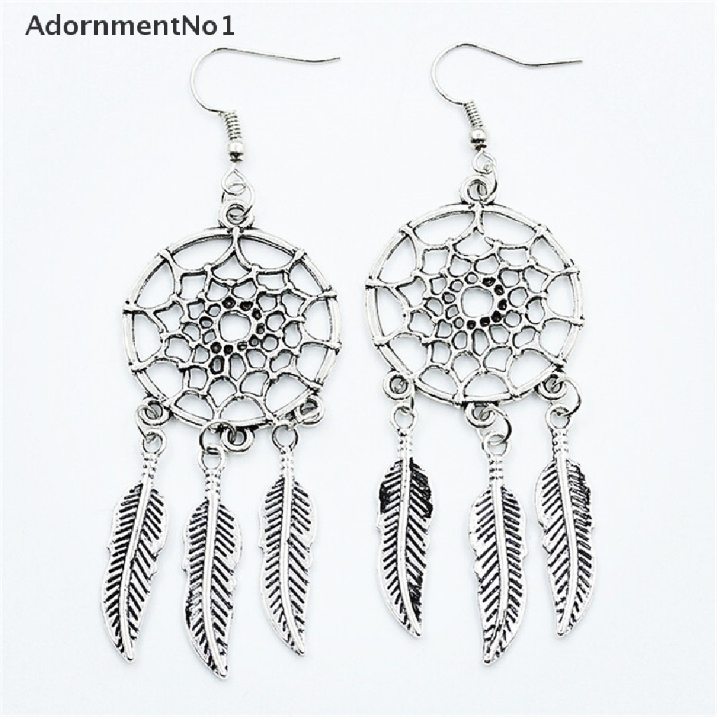 (AdornmentNo1) Anting Gantung Dream Catcher Lapis Silver Gaya Vintage Untuk Wanita