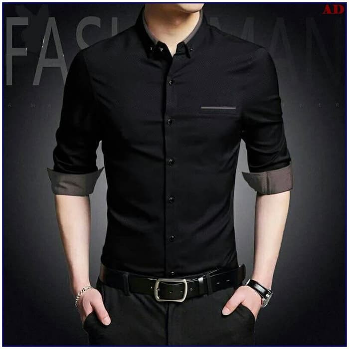KEMEJA PRIA LENGAN PANJANG HEM DISTRO POLOS TOPMEN BAJU GROSIR ATASAN