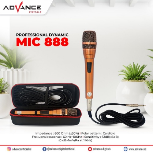 Microphone Advance MIC 888 Professional Dynamic - Mic Mikrofon Kabel Vocal - Terbaru