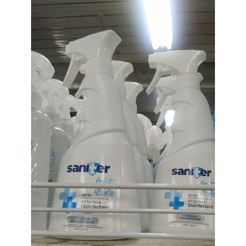 TERBARU  Saniter disinfectant spray pump / Saniter disinfektan / saniter air disinfektan 450ml