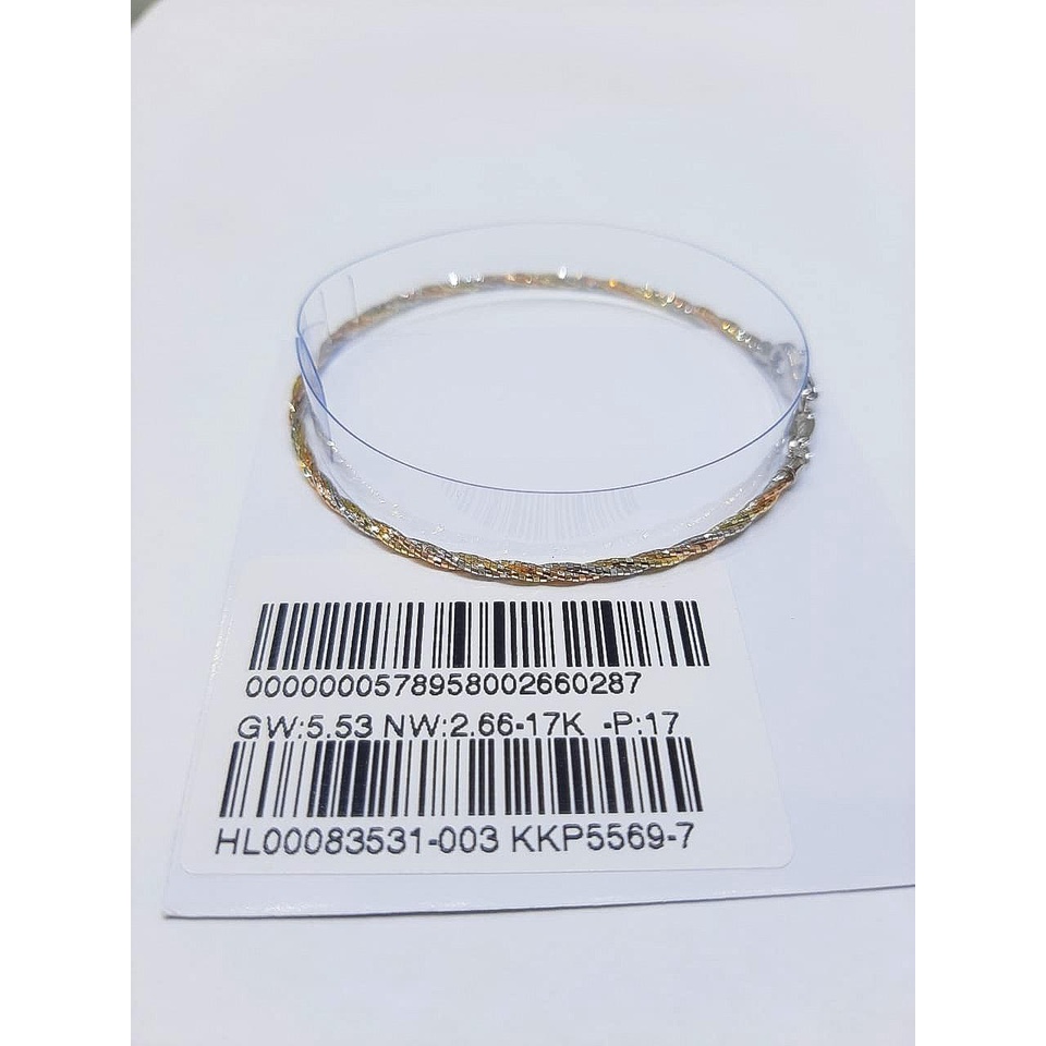 Gelang tangan anak dan dewasa emas asli kadar 700 70% 16k kawat kaku untir lilit ukir model Korea ada mix 2 warna