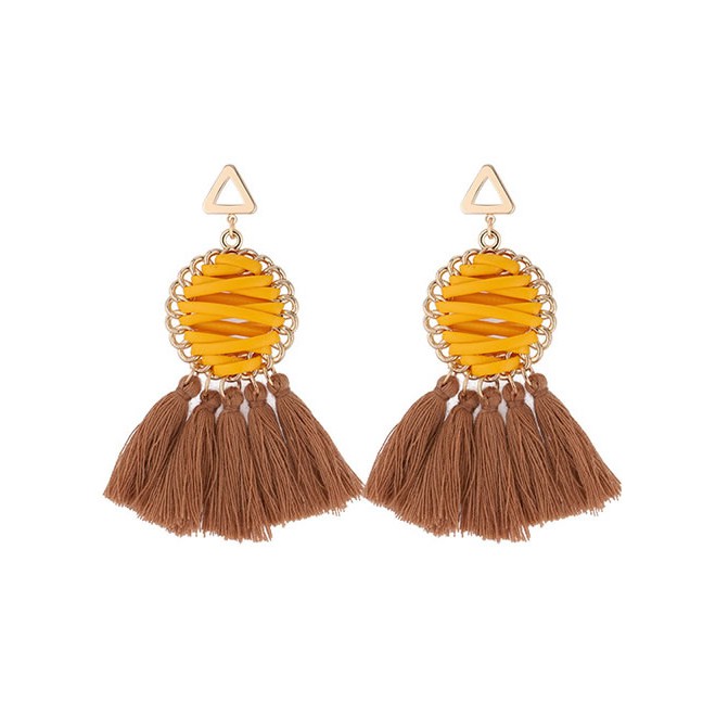 LRC Anting Tusuk Elegant Round Shape Design Tassel Earrings