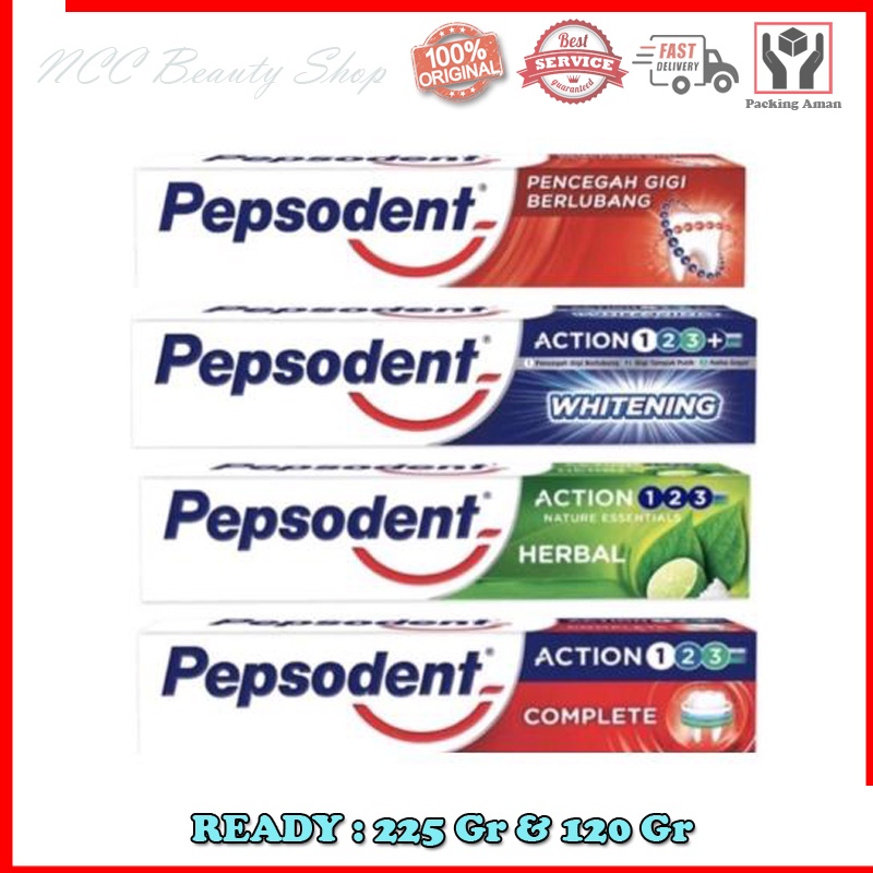 * NCC * PEPSODENT Pasta Gigi White Pencegah Gigi Berlubang Toothpaste Perlindungan Ganda Herbal Action