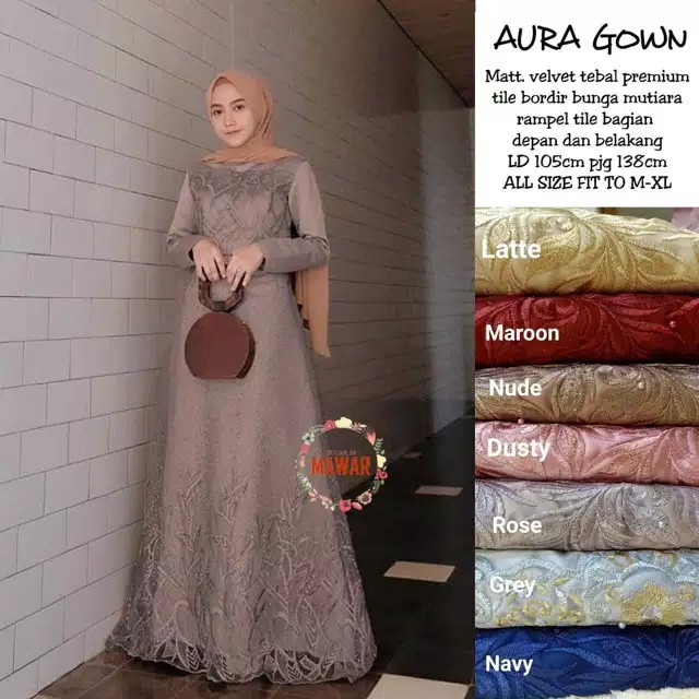 GAMIS BRUKAT TERBARU 2020 / GAMIS AURA GOWN / GAMIS MUSLIM TERBARU 2020 / GAMIS KONDANGAN / AURA